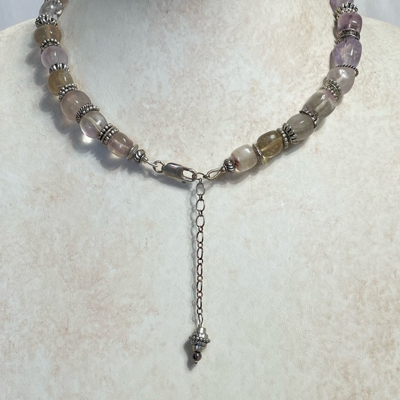 Chunky Amethyst and Pewter necklace - Picture 2 of 7